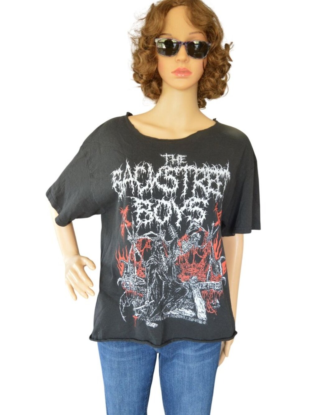 Backstreet Boys Teen Hearts Limited Edition Death Metal Raw Hem Boxy Tee Size L